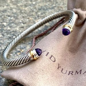 David Yurman 5mm Silver 14k Gold Amethyst Bracelet